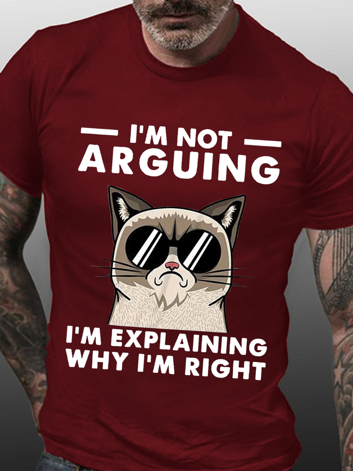 Men's I'm Not Arguing I'm Just Explaining Why I'm Right Funny Loose Cotton Crew Neck Casual T-Shirt