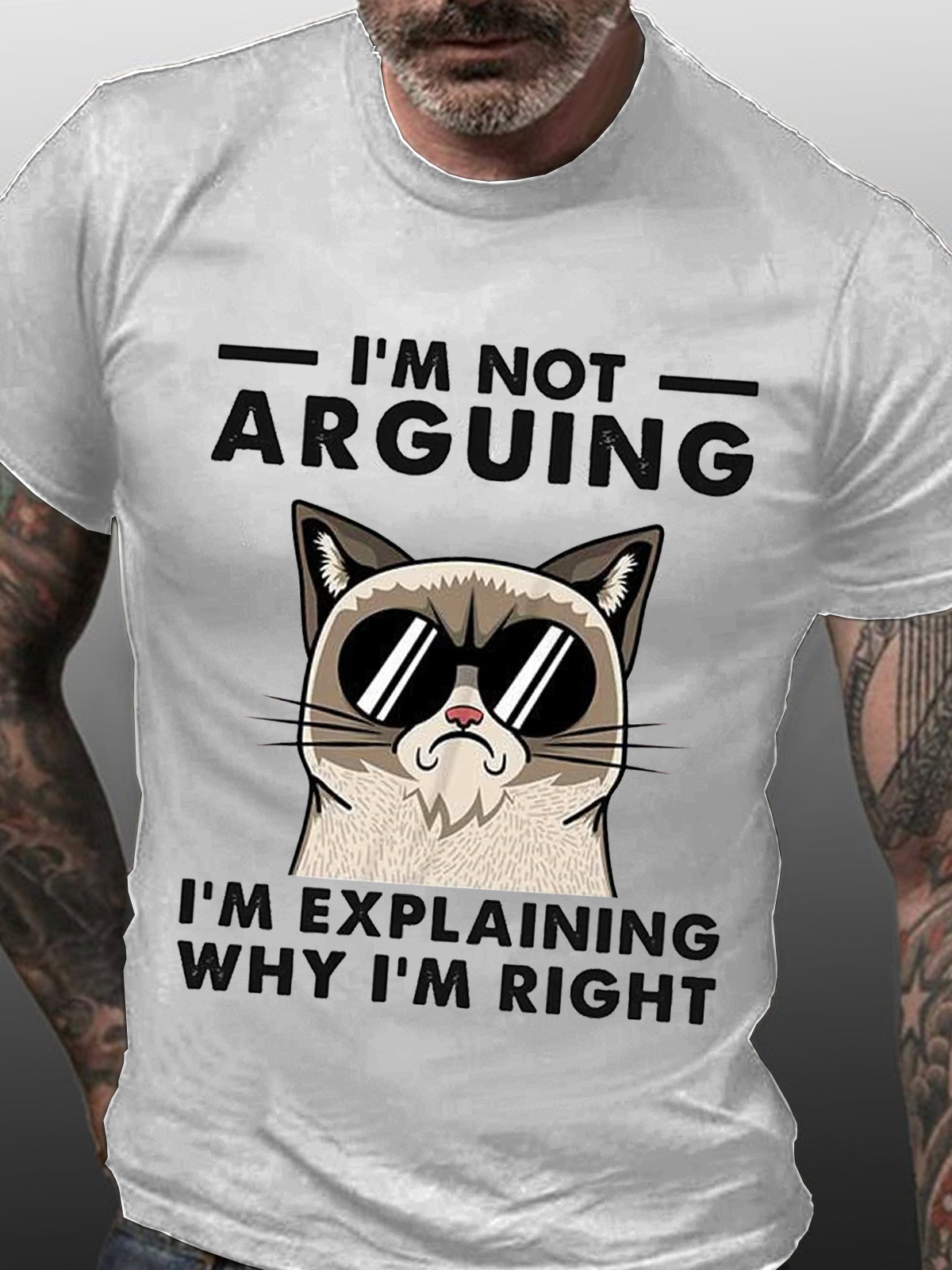 Men's I'm Not Arguing I'm Just Explaining Why I'm Right Funny Loose Cotton Crew Neck Casual T-Shirt