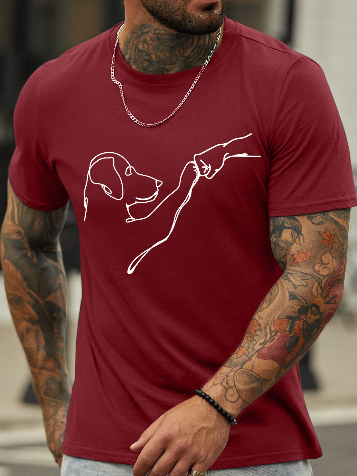 Men’s Dog Fist Bump Casual Regular Fit T-Shirt