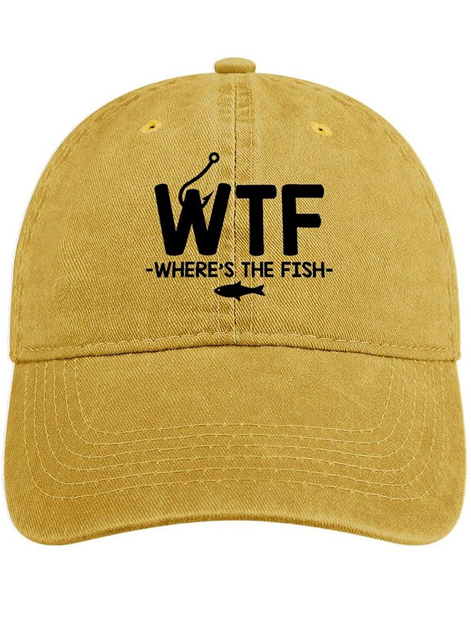 Men's /Women's WTF - Where's The Fish Graphic Printing Regular Fit Adjustable Denim Hat