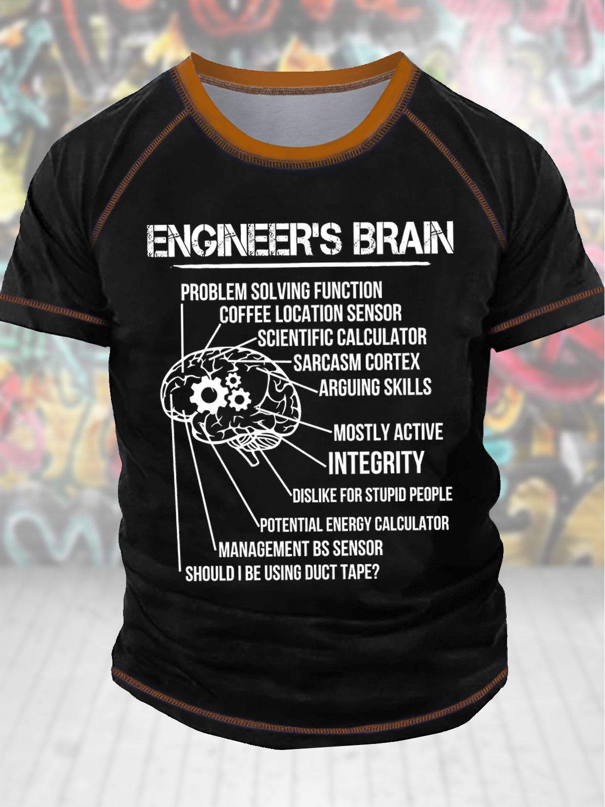 Men' Engineer's Brain Funny Graphic Printing Casual Regular Fit Text Letters T-Shirt