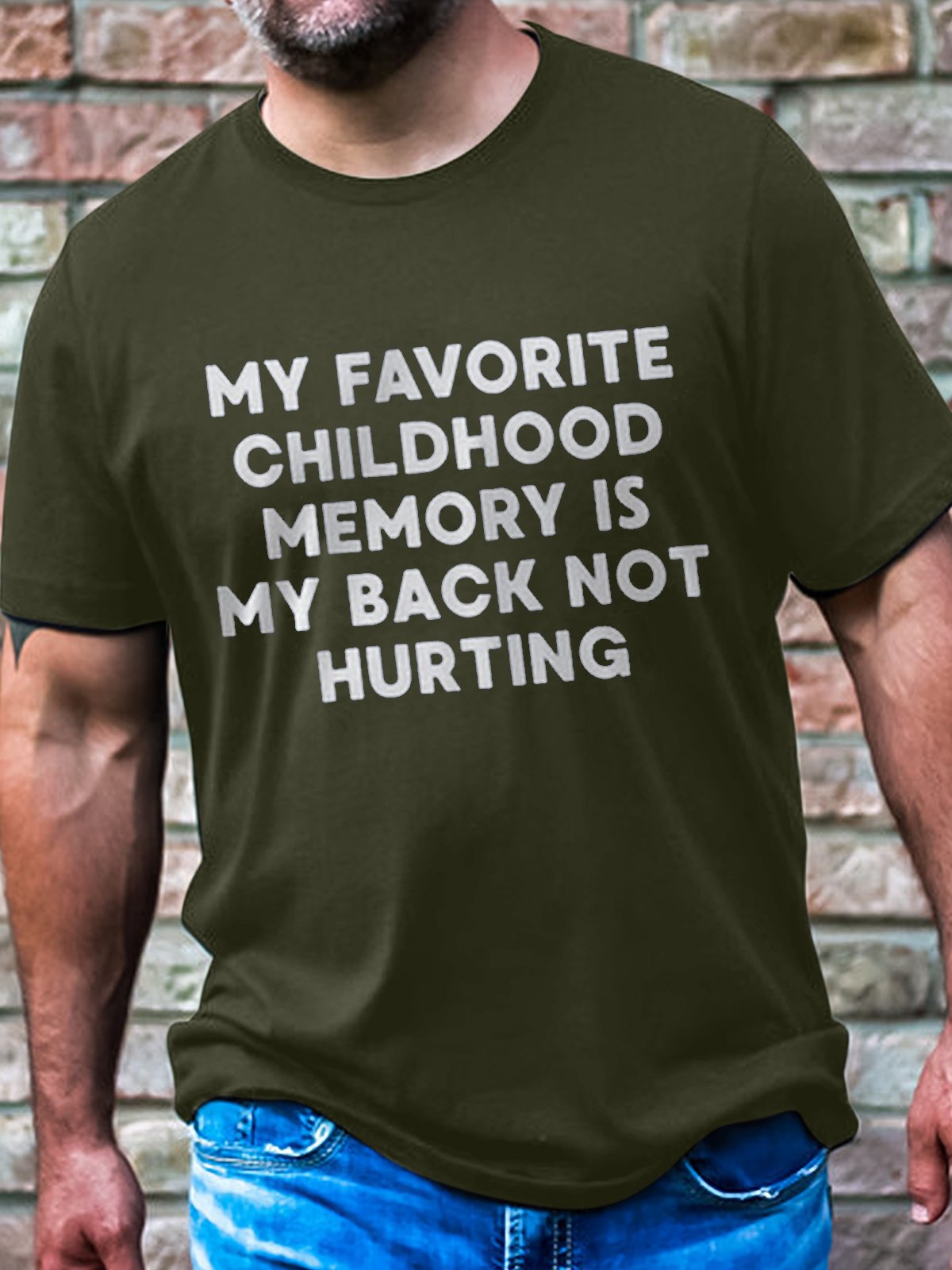 Men's Cotton My Favorite Childhood Memory Is My Back Not Hurting Casual T-Shirt