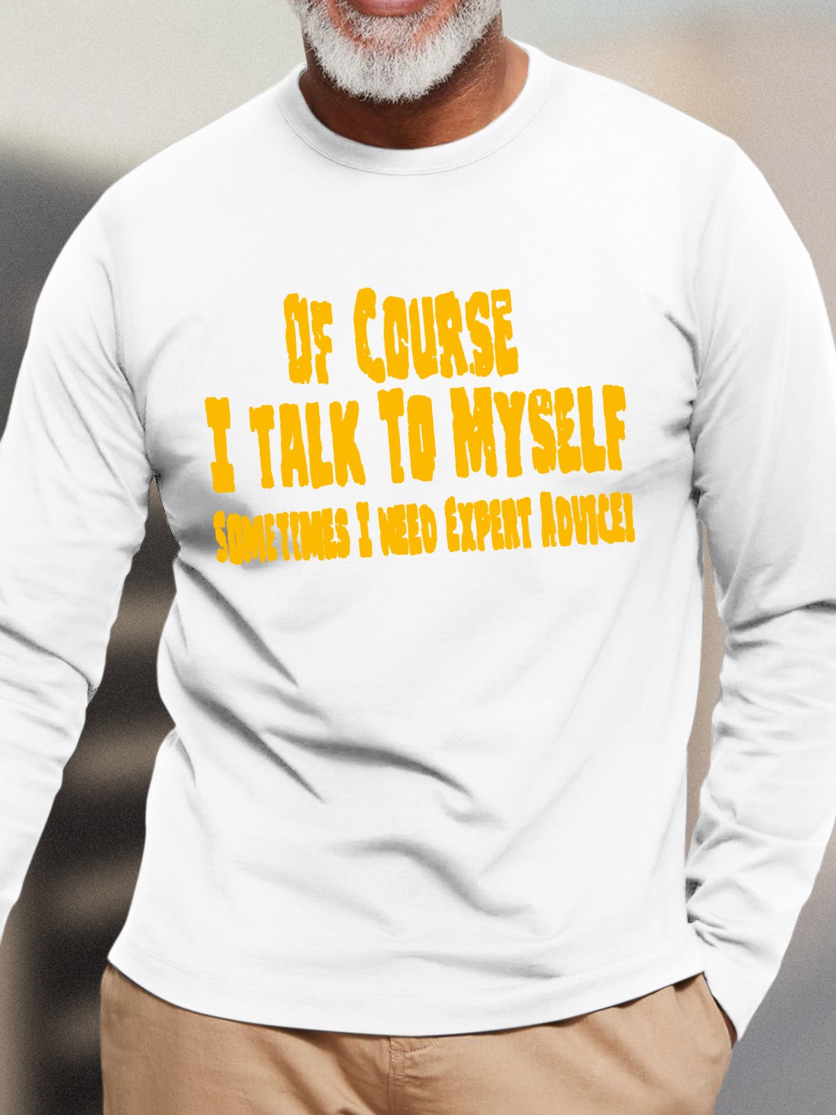 Men’s Df Course I Talk To Myself Text Letters Cotton Casual Regular Fit Top