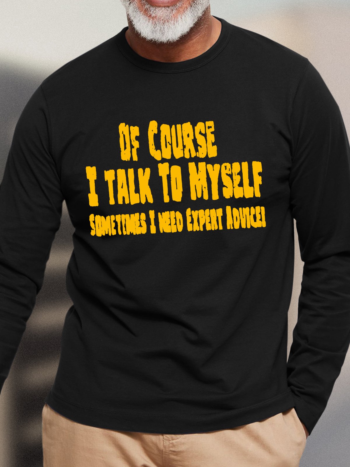 Men’s Df Course I Talk To Myself Text Letters Cotton Casual Regular Fit Top