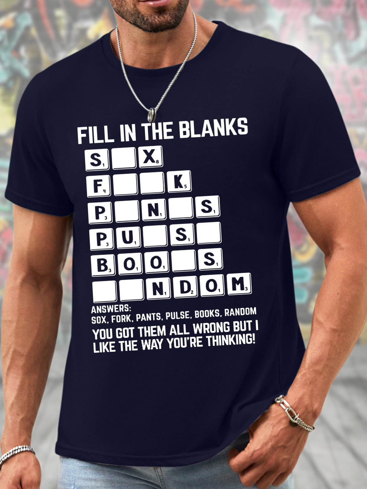 Men's Sassy And Sarcastic Dirty Mind Test Funny Fill In The Blanks Casual Loose Cotton T-Shirt