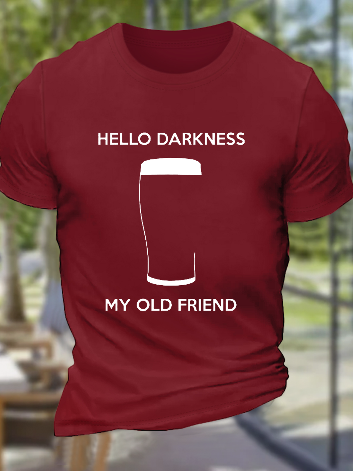 Men's Funny Saying Hello Darkness My Old Frien Cotton Casual T-Shirt