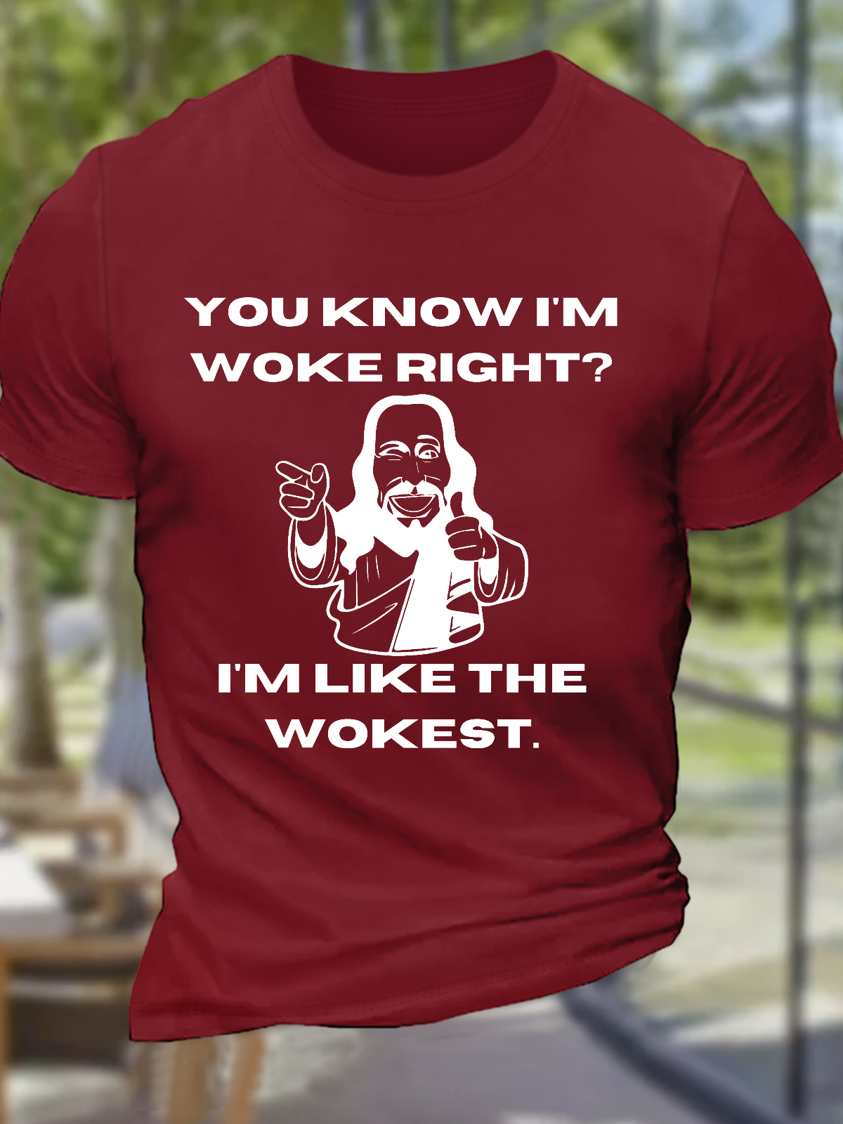 Women's Funny You Know I'M Woke Jesus Was Woke The Wokest Cotton Text Letters Casual T-Shirt