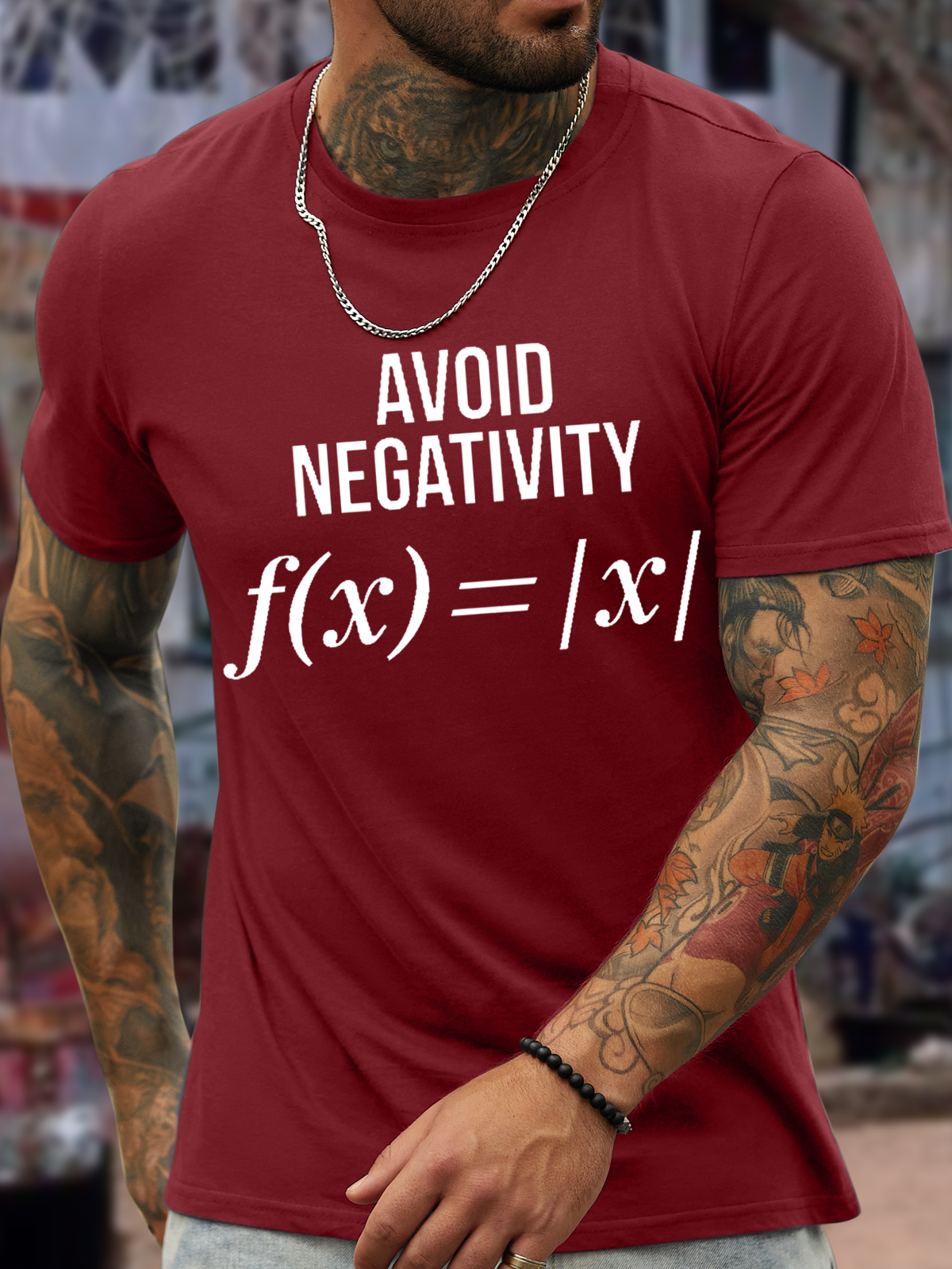 Men's Funny Avoid Negativity Cotton Loose Casual T-Shirt