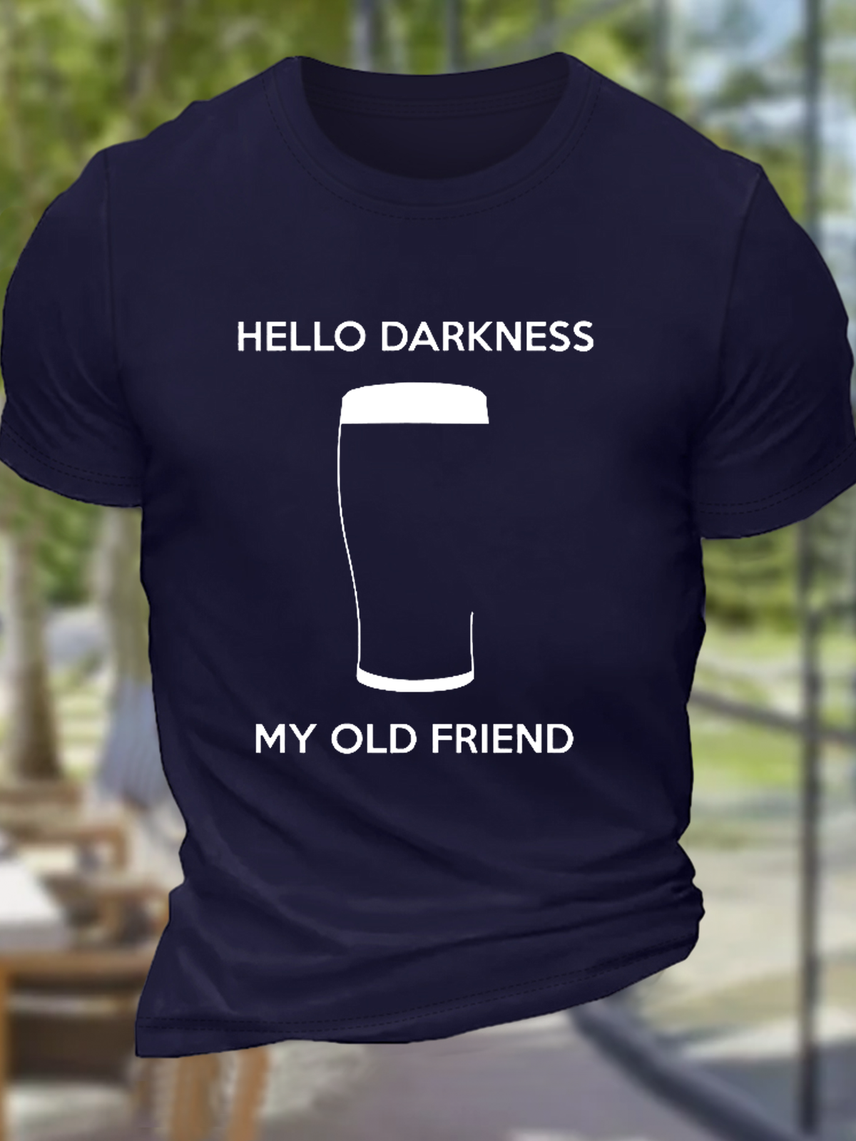 Men's Funny Saying Hello Darkness My Old Frien Cotton Casual T-Shirt