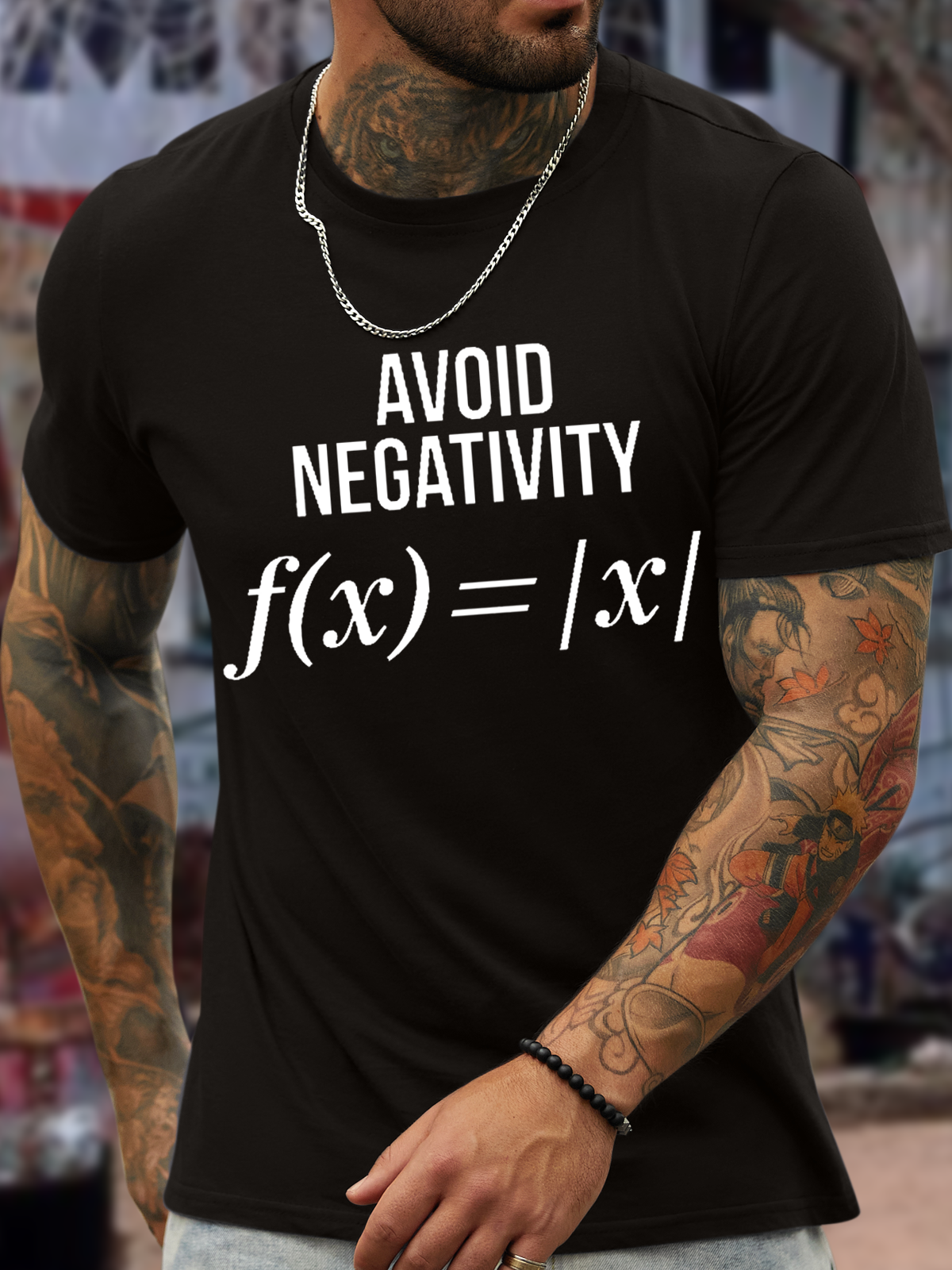 Men's Funny Avoid Negativity Cotton Loose Casual T-Shirt