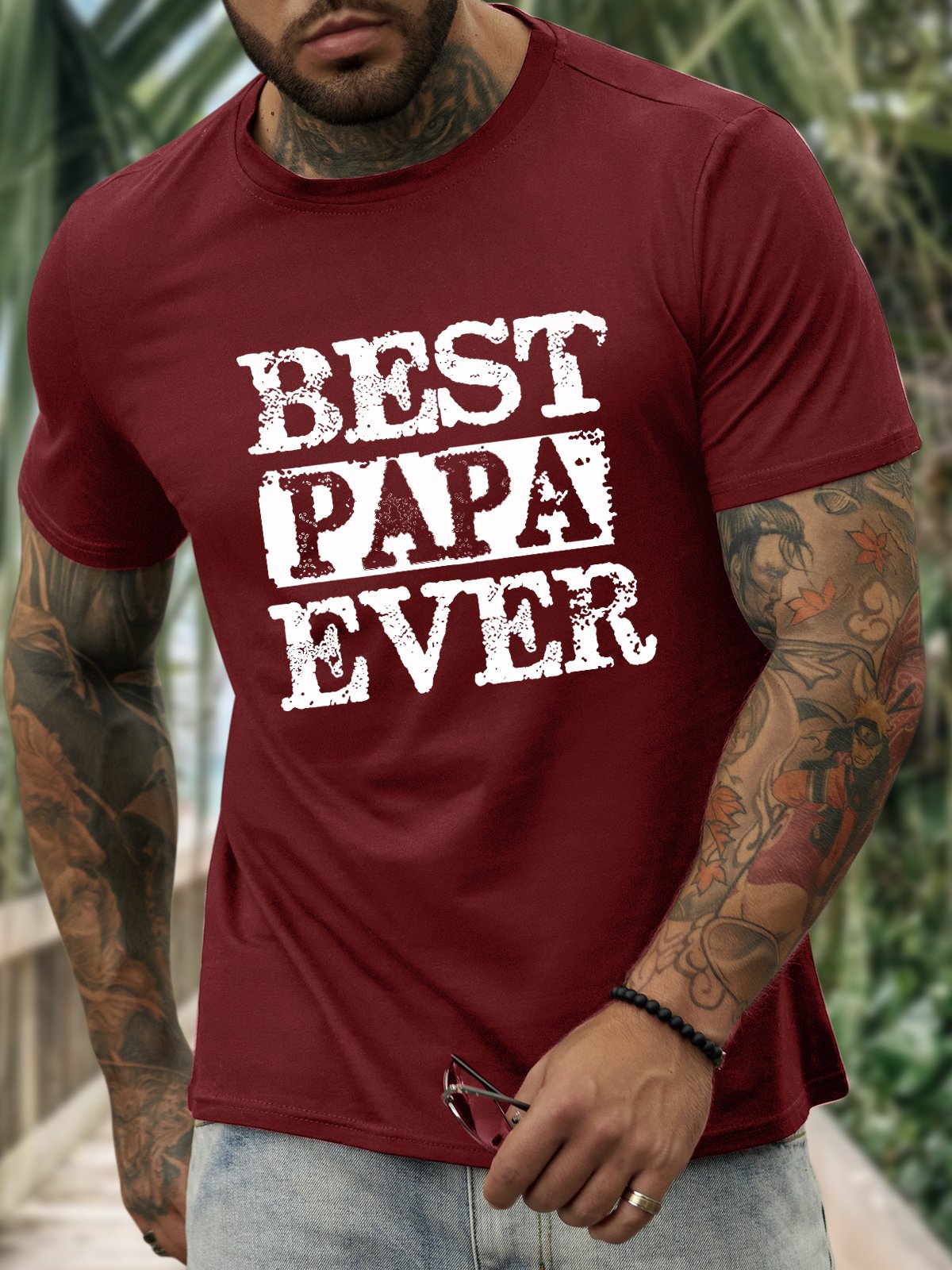 Men’s Best Papa Ever Cotton Casual Regular Fit T-Shirt