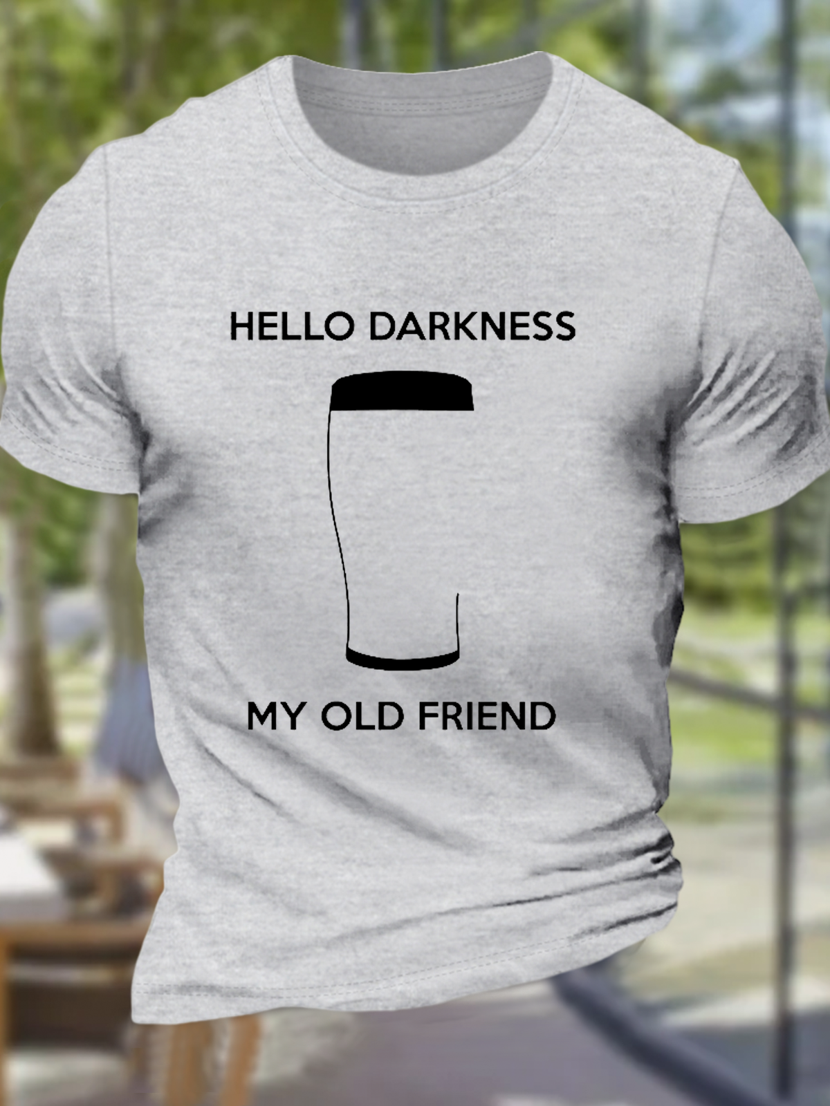 Men's Funny Saying Hello Darkness My Old Frien Cotton Casual T-Shirt