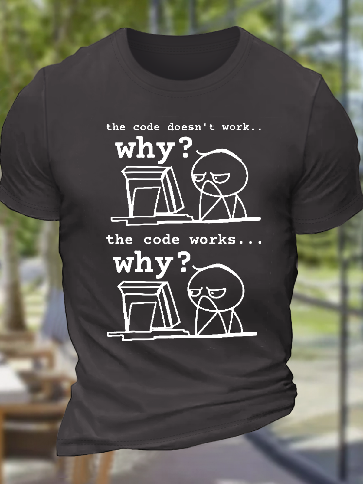 Men's Software Engineer The Code Doesn't Work Why Cotton Casual Text Letters T-Shirt