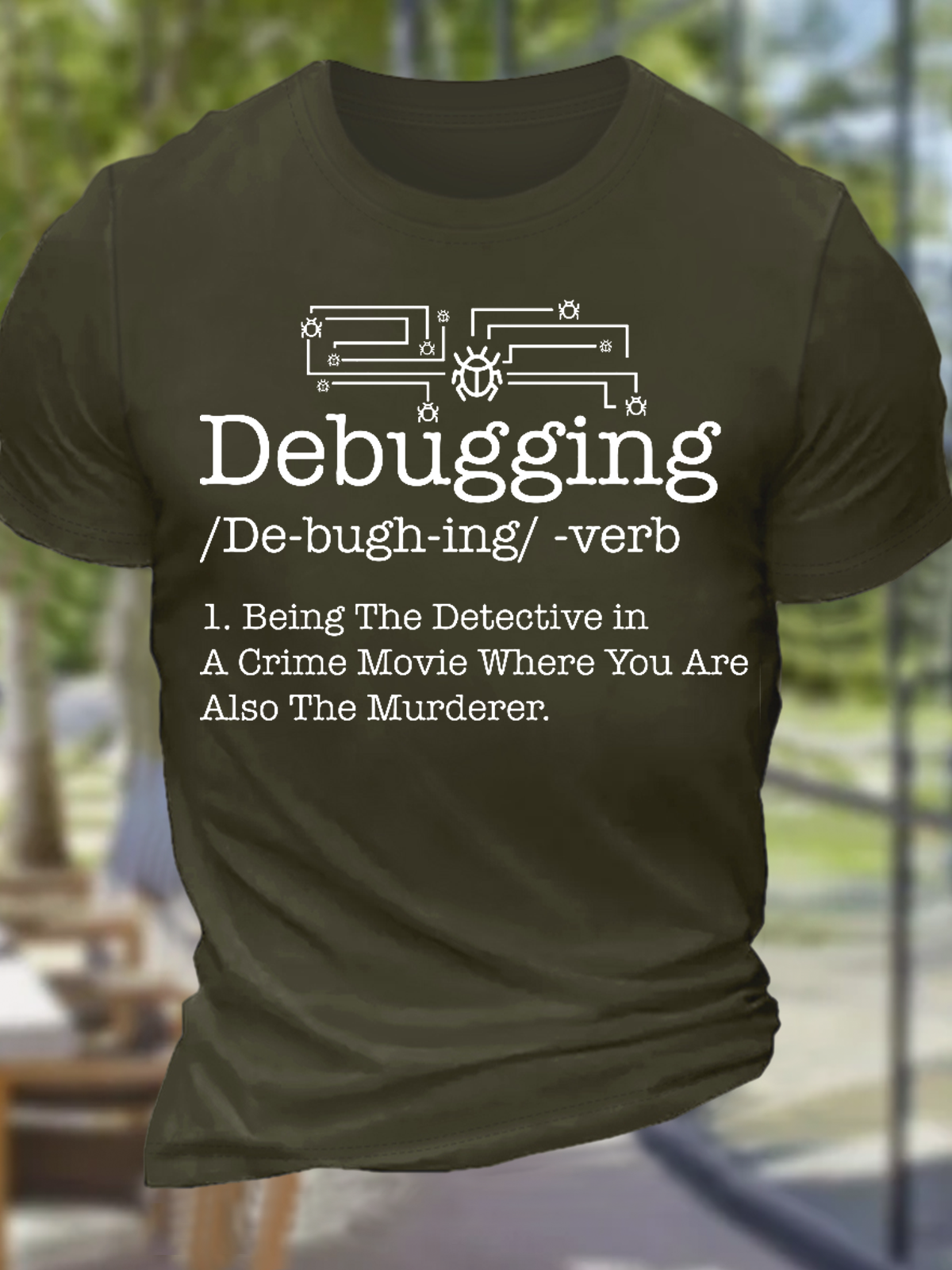 Men's Nerd Debugging Programming Cotton Text Letters Casual T-Shirt