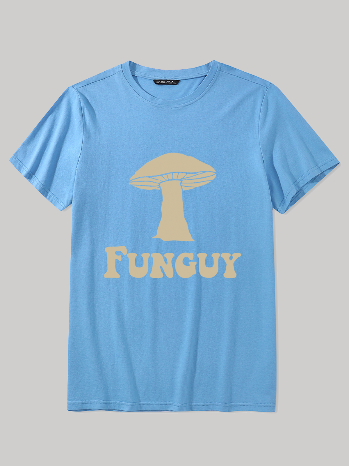 Men's Fungi Fun Guy Funny Cotton Loose Casual Crew Neck T-Shirt