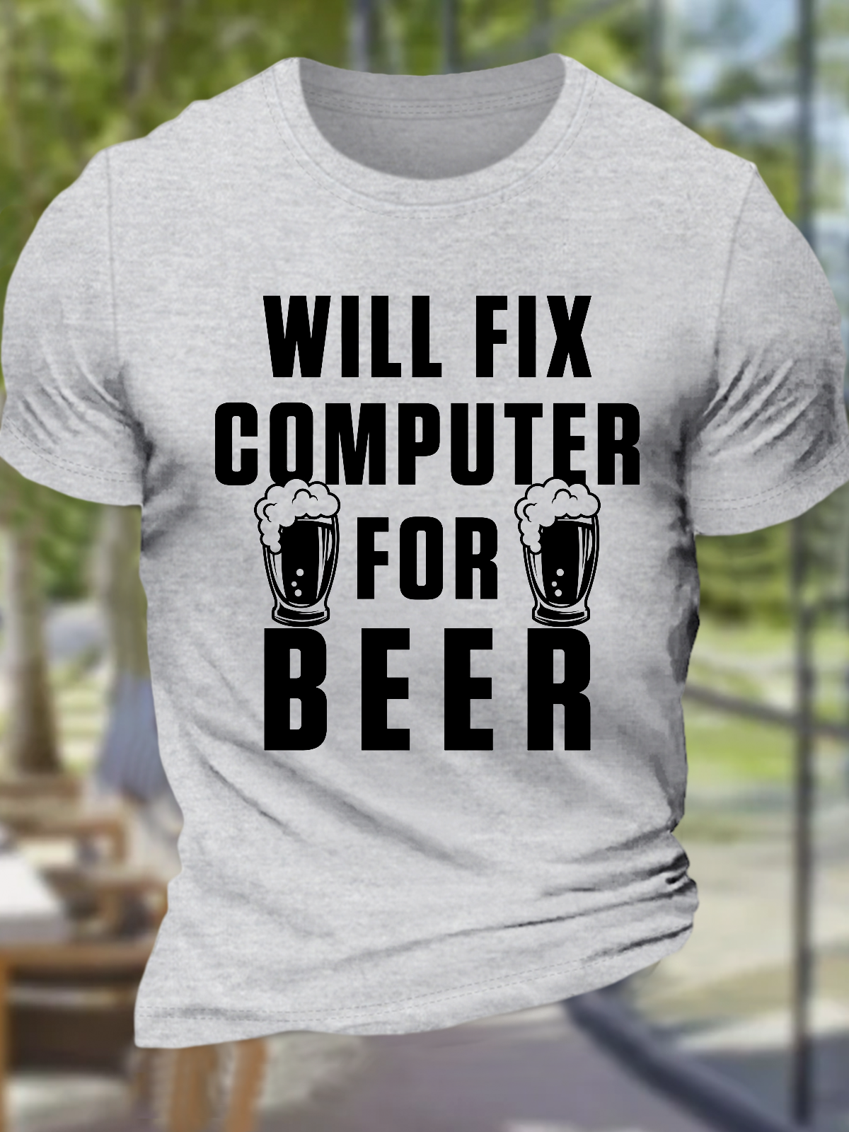 Men's Funny Computer Repair Casual Text Letters Cotton T-Shirt