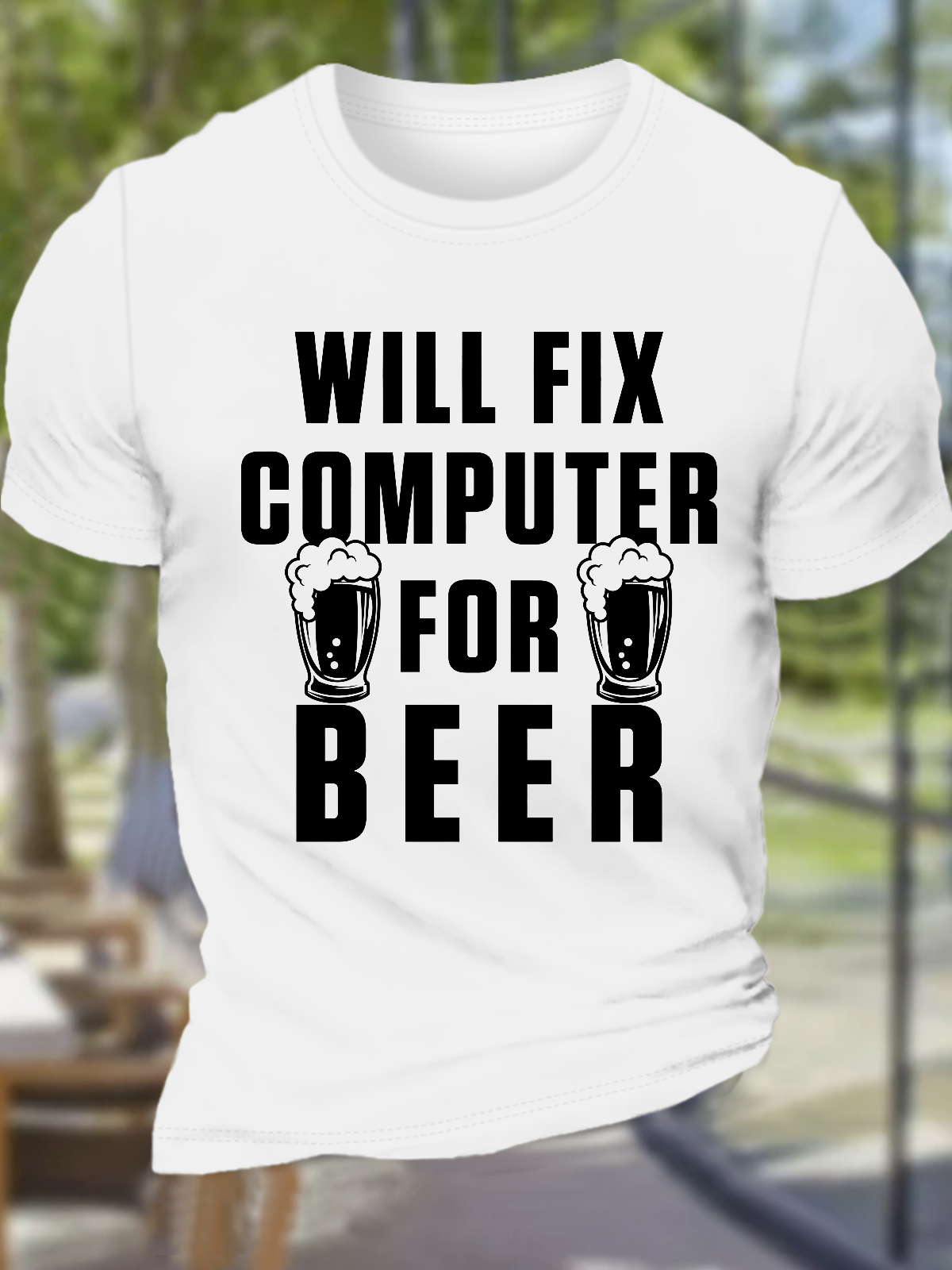 Men's Funny Computer Repair Casual Text Letters Cotton T-Shirt