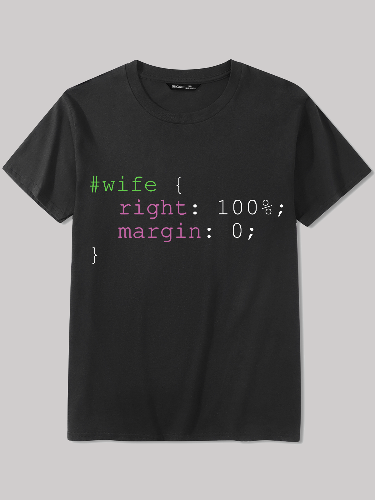 Men's Funny Wife CSS Coding Programming Computer Science Casual Cotton T-Shirt