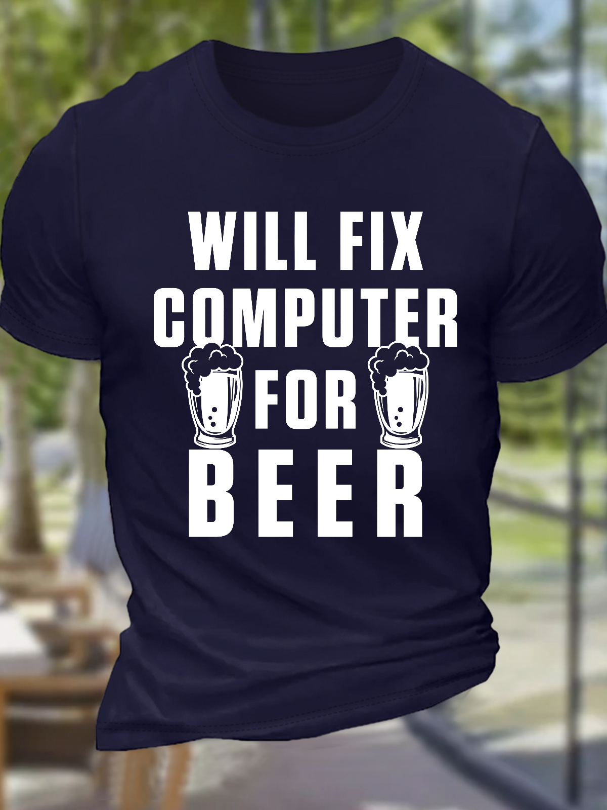 Men's Funny Computer Repair Casual Text Letters Cotton T-Shirt