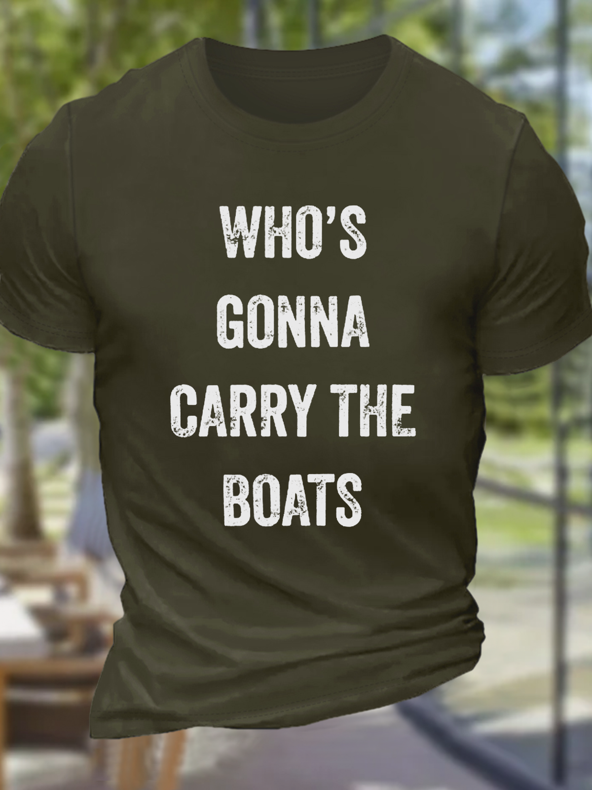 Men's Who's Gonna Carry The Boats - Motivational Quote Essential Casual Loose Crew Neck Cotton T-Shirt