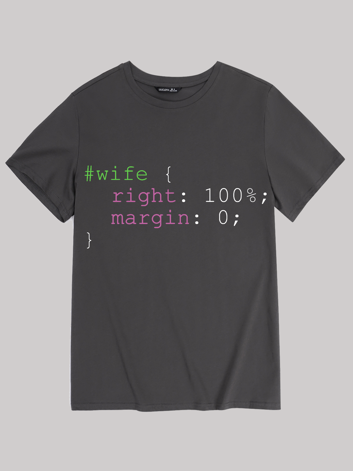 Men's Funny Wife CSS Coding Programming Computer Science Casual Cotton T-Shirt