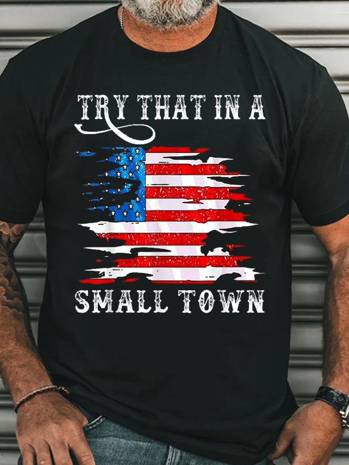 Men’s Casual Try That In A Small Country Western Town Country Music Lover Letters T-Shirt