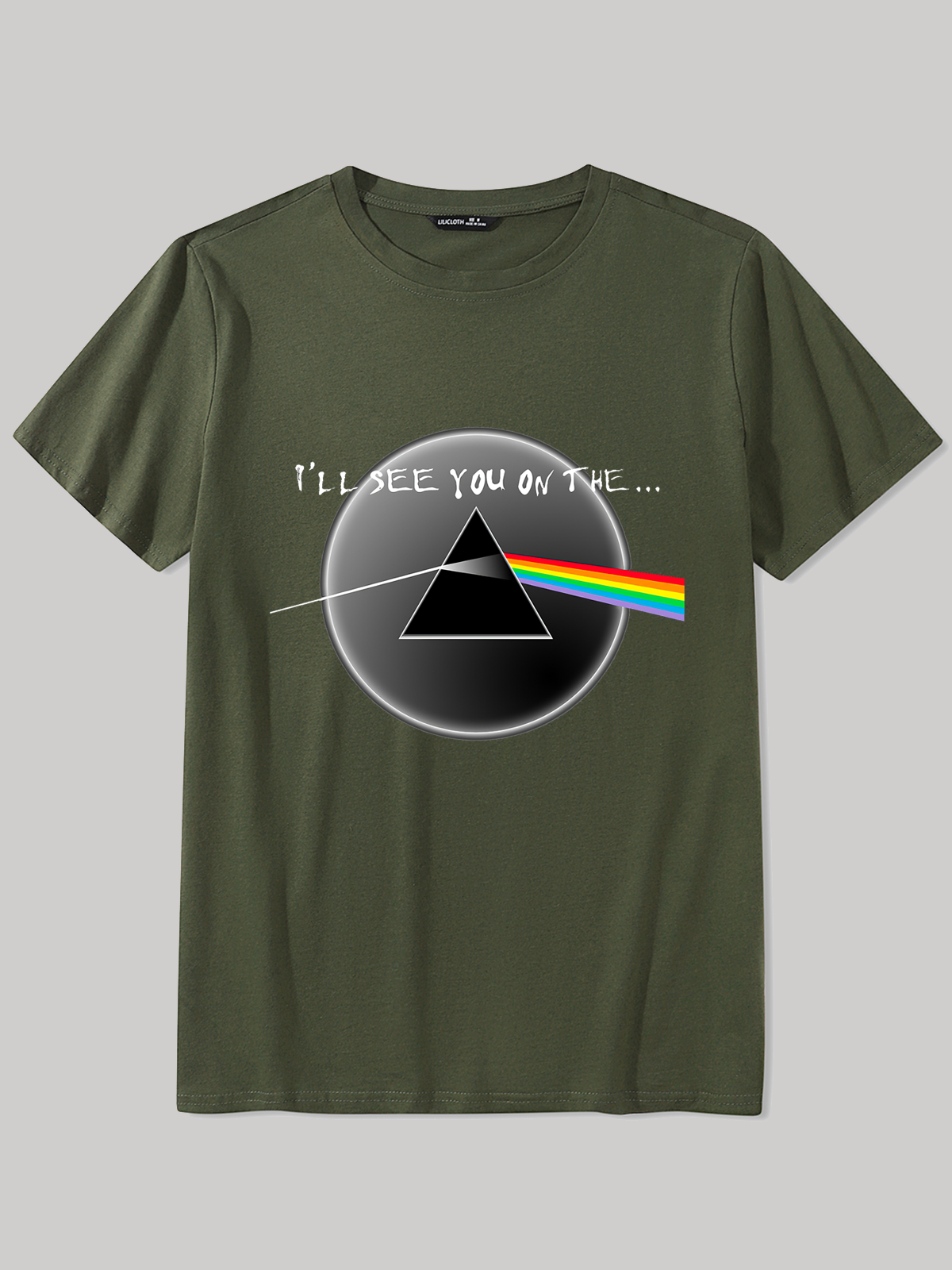 Men's Pink Floyd I'll See You on the Print Casual Color Block Cotton Crew Neck T-Shirt