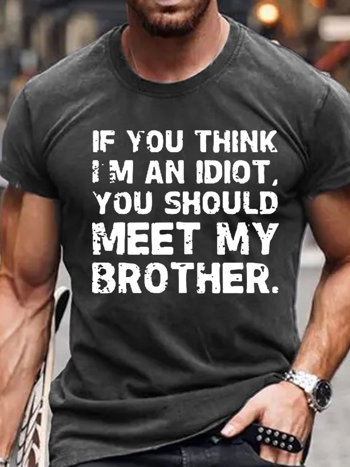 Men's IF YOU THINK I'M AN IDIOT Crew Neck Cotton Casual T-Shirt