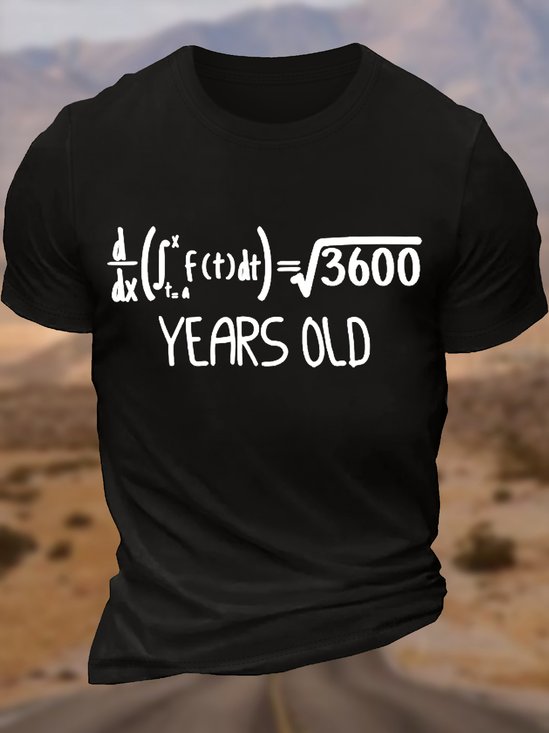 Men‘s Math Equation Result 60 Years Old Funny Birthday Letters Cotton T-Shirt