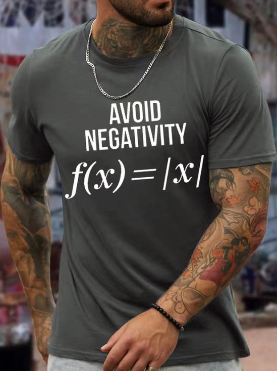 Men's Funny Avoid Negativity Cotton Loose Casual T-Shirt