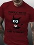 Mens Funny Coffee Letter Black Cat Cotton T-Shirt