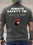 Men's Jobsite Safety Tip Don't Put Your Fingers Anywhere You Wouldn't Put Your Funny Rooster Graphic Print Cotton Casual Crew Neck Text Letters T-Shirt