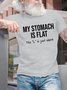 Men's My Stomach Is Flat The L Is Just Silent Funny Graphic Printing Text Letters Loose Casual Cotton T-Shirt