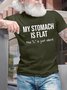 Men's My Stomach Is Flat The L Is Just Silent Funny Graphic Printing Text Letters Loose Casual Cotton T-Shirt