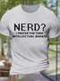 Men's Funny Nerd Text Letters Casual Cotton Loose T-Shirt