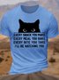 Men's Letters Cat Lover Cotton Casual T-Shirt