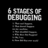 Men's Funny 6 Stages of Debugging Computer Science Text Letters Cotton Crew Neck Casual T-Shirt