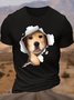 Men's Crew Neck Dog Lover Casual Cotton Letters T-Shirt