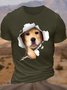 Men's Crew Neck Dog Lover Casual Cotton Letters T-Shirt