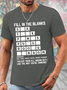 Men's Sassy And Sarcastic Dirty Mind Test Funny Fill In The Blanks Casual Loose Cotton T-Shirt