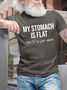 Men's My Stomach Is Flat The L Is Just Silent Funny Graphic Printing Text Letters Loose Casual Cotton T-Shirt