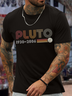 Men's PLUTO Casual Cotton Crew Neck Text Letters T-Shirt