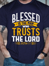 Men's Blessed Is The Man Who Trusts The Lord Casual Loose Cotton T-Shirt